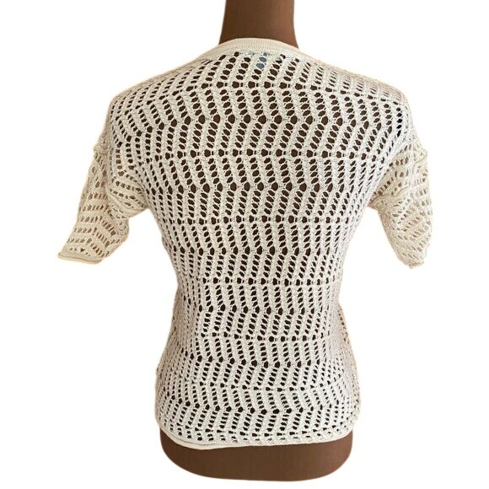 James Perse Ivory Open Knit Wool Cashmere Sweater Minimalist Luxe Top S - Picture 3 of 8